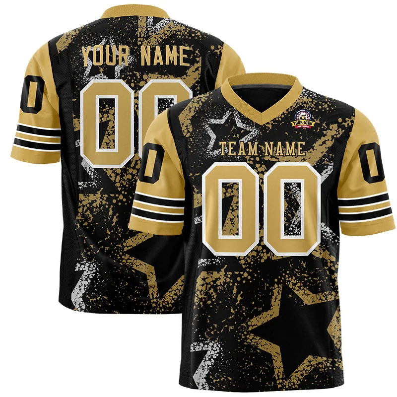 Custom Black Olive-White Personalized Star Pattern Design Authentic Football Jersey Laid