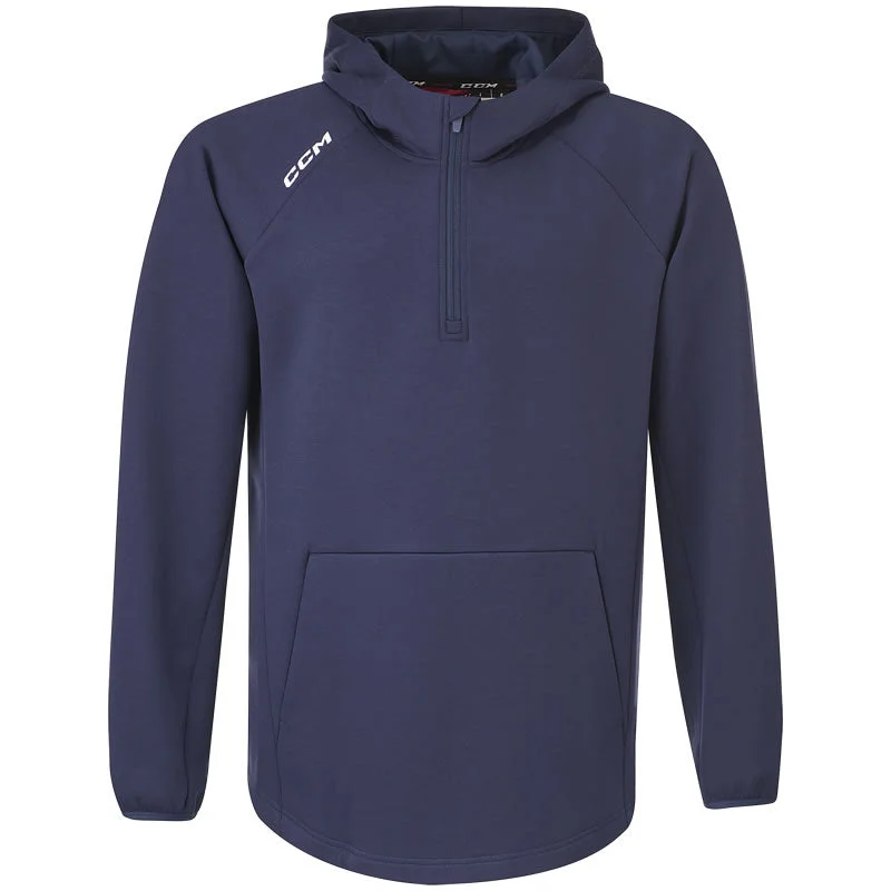 CCM Premium Tech Fleece Navy 1/4 Zip Hoodie Trendy Men's Scandinavian