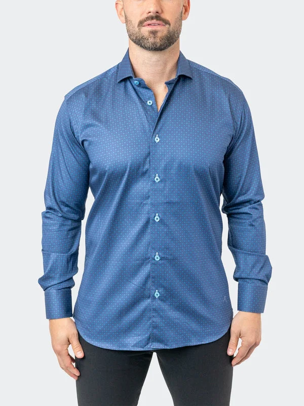 Maceoo Stretch Shirt | Einstein StretchStamped01 Blue Stylish Men's Neon