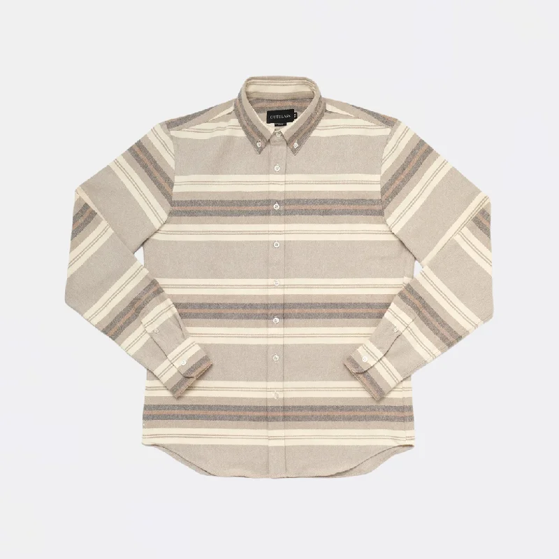 Blanket Flannel Shirt (Natural Stripe) Unique Men's Patch