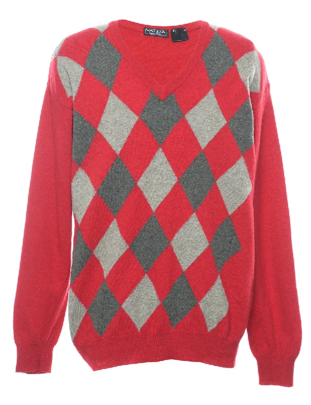 Red Harlequin Pattern Jumper - L Street