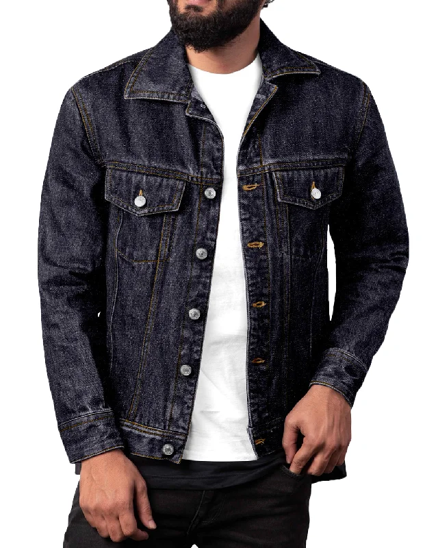 Denim Jacket in Raw Denim: Dark Blue Elegant Men's Cashmere