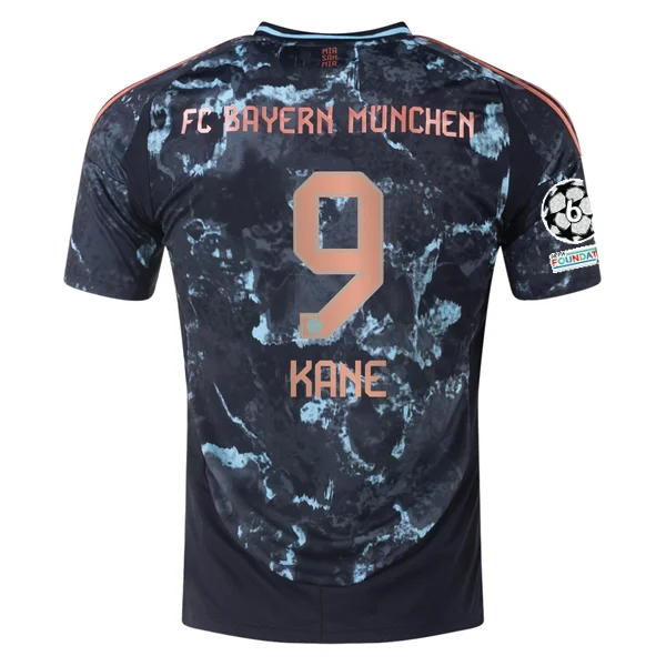 adidas Bayern Munich Authentic Harry Kane Away Jersey w/ Champions League Patches 24/25 (Black/Copper/Blue) Classic Men's Pin