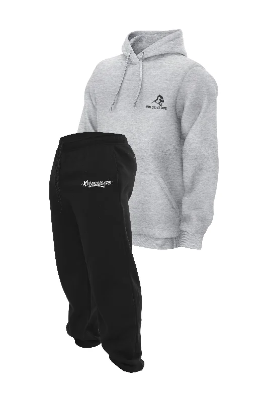 XAPE Desolate Joggers & Essential Hoodie Combo - Black/Sports Grey Sharp Men's Italian