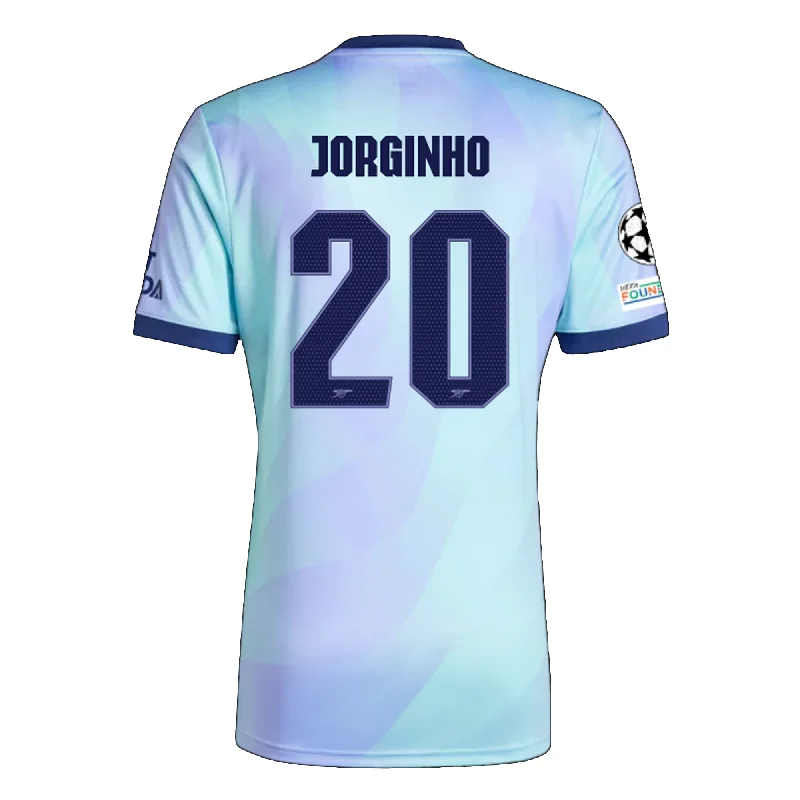 adidas Arsenal Jorginho Third Jersey w/ Champions League Patches 24/25 (Clear Aqua/Light Flash Purple) Stylish Men's Tropical 