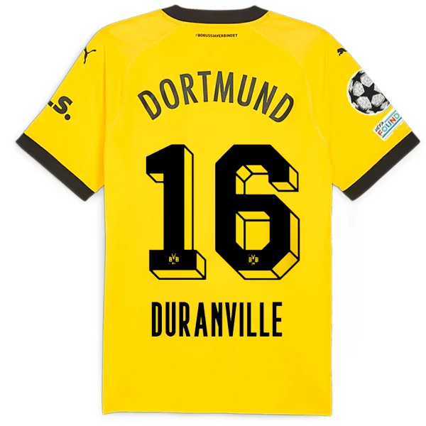 Puma Borussia Dortmund Authentic Duncanville Home Jersey w/ Champions League Patches 23/24 (Cyber Yellow/Puma Black) Refined Men's Velvet