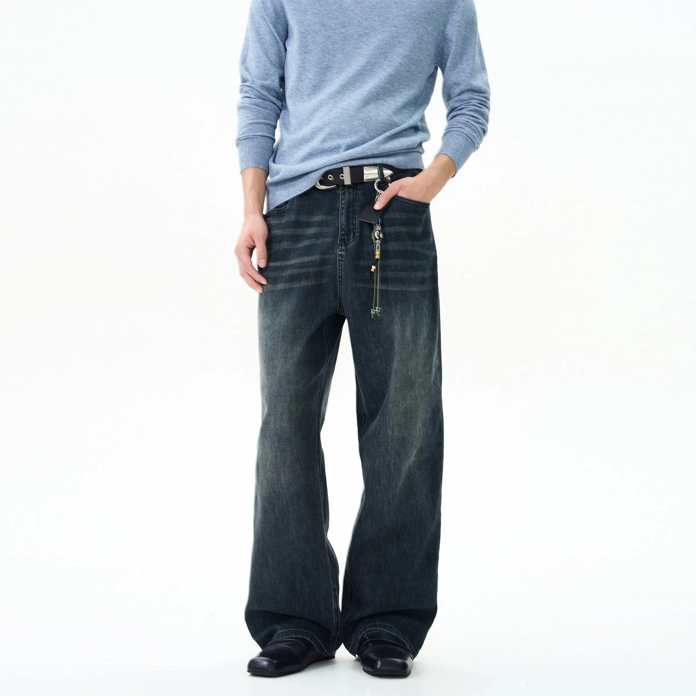 Wide-Leg Denim Pants Classic Men's Pin