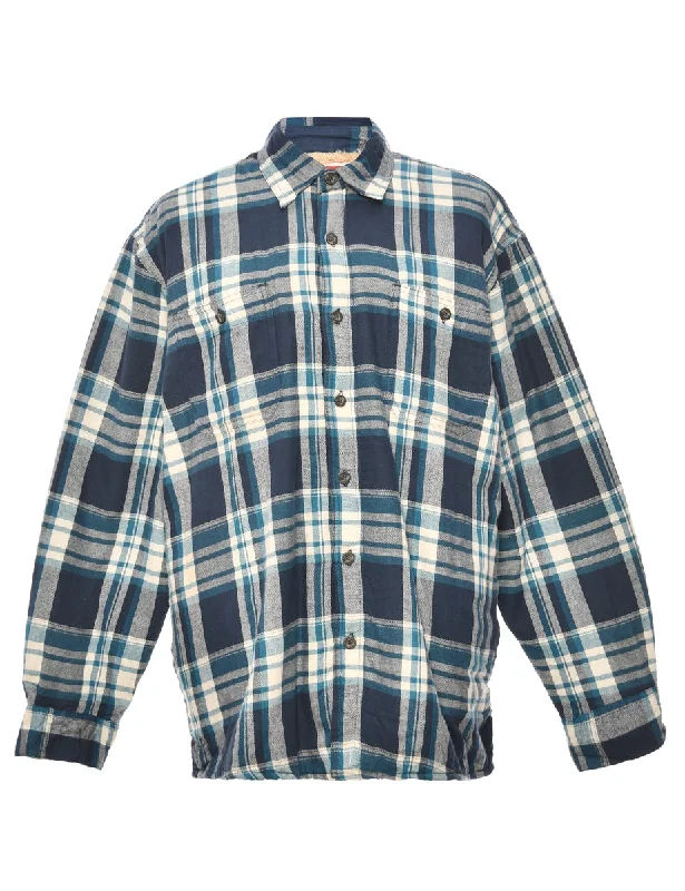 Light Blue Wrangler Checked Shirt - L Cool Men's Skate