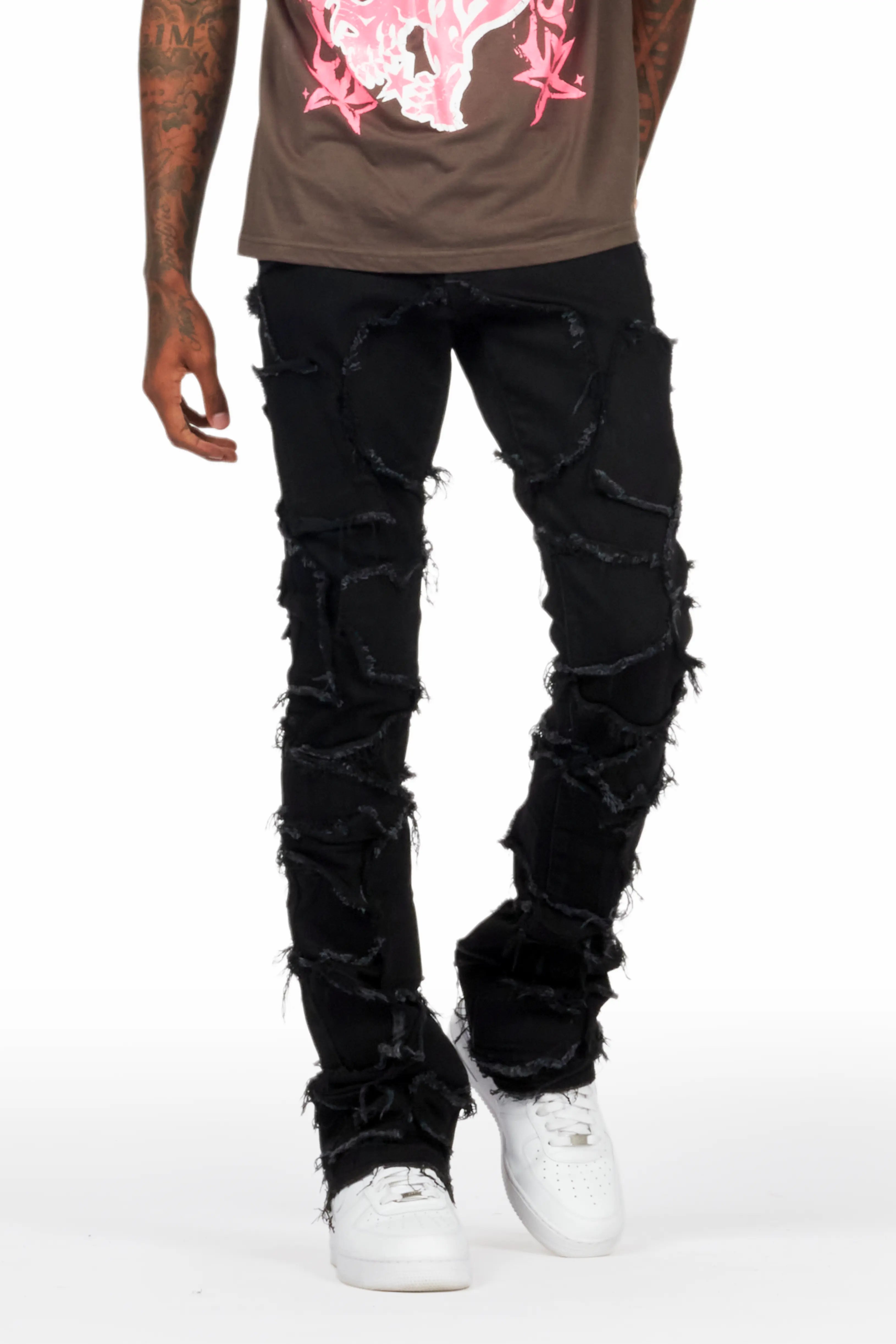 Arturo Black Stacked Flare Jeans Relaxed Men's Beach