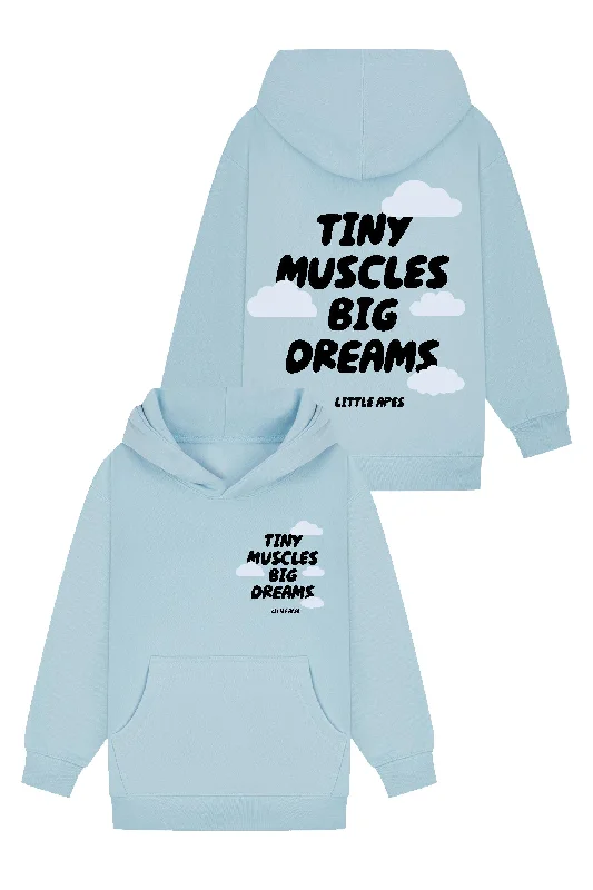 Little Apes Tiny Muscles Big Dreams Hoodie - Light Blue Refined Men's Hand