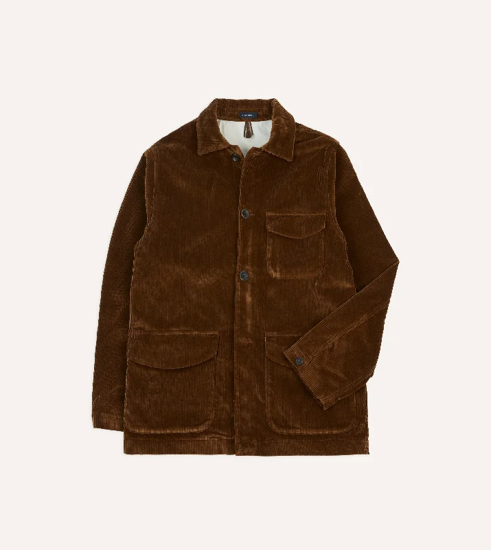 Tan Corduroy Three-Pocket Field Jacket Refined Men's Hand