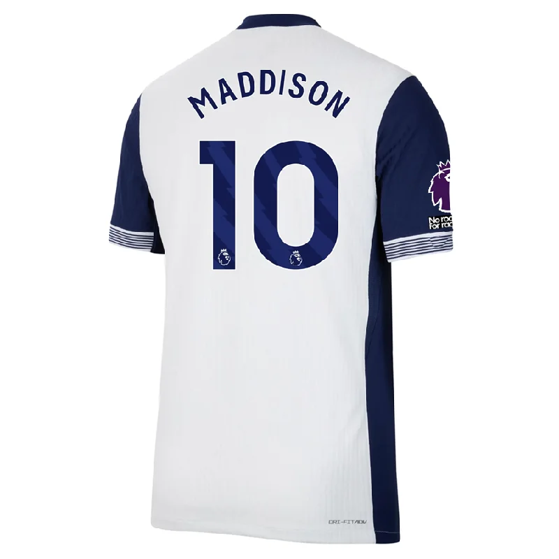 Nike Tottenham Authentic James Maddison Home Jersey w/ EPL + No Room For Racism Patches 24/25 (White/Binary Blue) Sophisticated Men's 