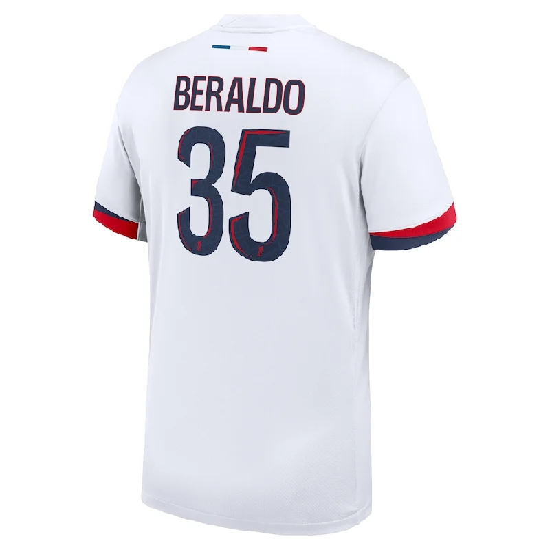 Nike Paris Saint-Germain Lucas Beraldo Away Jersey 24/25 (White/Midnight Navy) Stylish Men's Neon