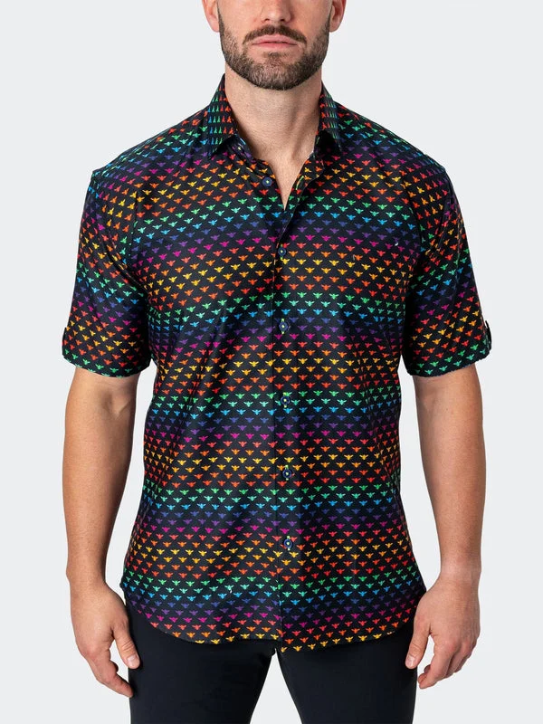 Maceoo Stretch Short-Sleeve Shirt | Galileo Beerainbow Black Relaxed Men's Australian 