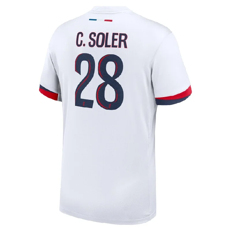 Nike Paris Saint-Germain Carlos Soler Away Jersey 24/25 (White/Midnight Navy) Elegant Men's Formal 