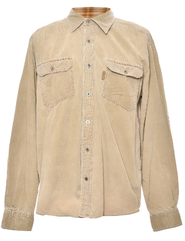 Beige Columbia Corduroy Shirt - L Sophisticated Men's 