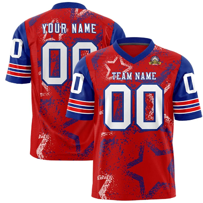 Custom Red Black-White Personalized Star Pattern Design Authentic Football Jersey Tailored