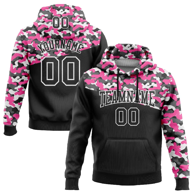 Custom Stitched Camo Black Pink-Steel Gray 3D Sports Pullover Sweatshirt Salute To Service Hoodie Dynamic Men's High