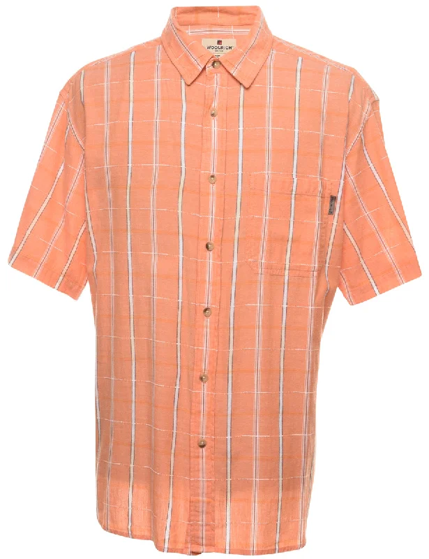 Wooolrich Orange Checked Shirt - XL Casual Men's Loose