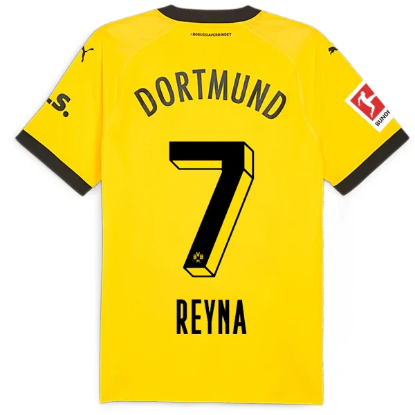 Puma Borussia Dortmund Authentic Gio Reyna Home Jersey w/ Bundesliga Patch 23/24 (Cyber Yellow/Puma Black) Vintage Men's 1970S Disco