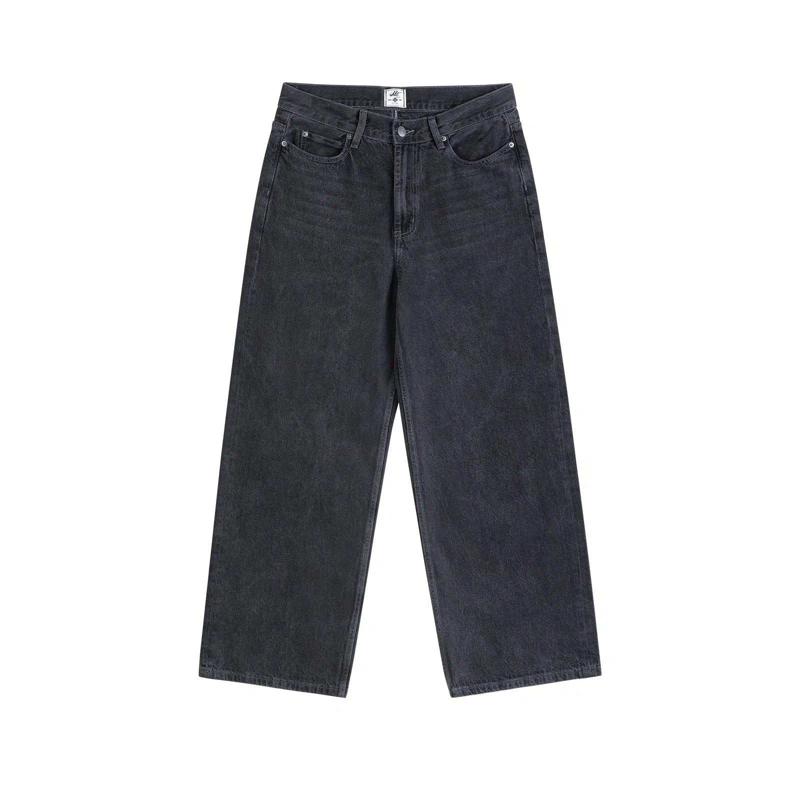 Washed Black Wide-Leg Jeans Sharp Men's Italian