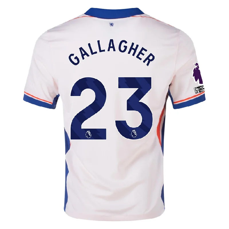 Nike Chelsea Connor Gallagher Away Jersey w/ EPL + No Room For Racism Patches 24/25 (Guava Ice/Rush Blue) Masculine Men's 