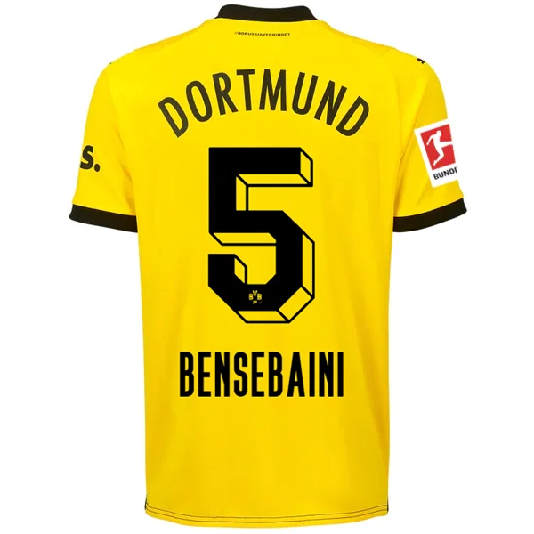 Puma Borussia Dortmund Bensebaini Home Jersey w/ Bundesliga Patch 23/24 (Cyber Yellow/Puma Black) Refined Men's Velvet