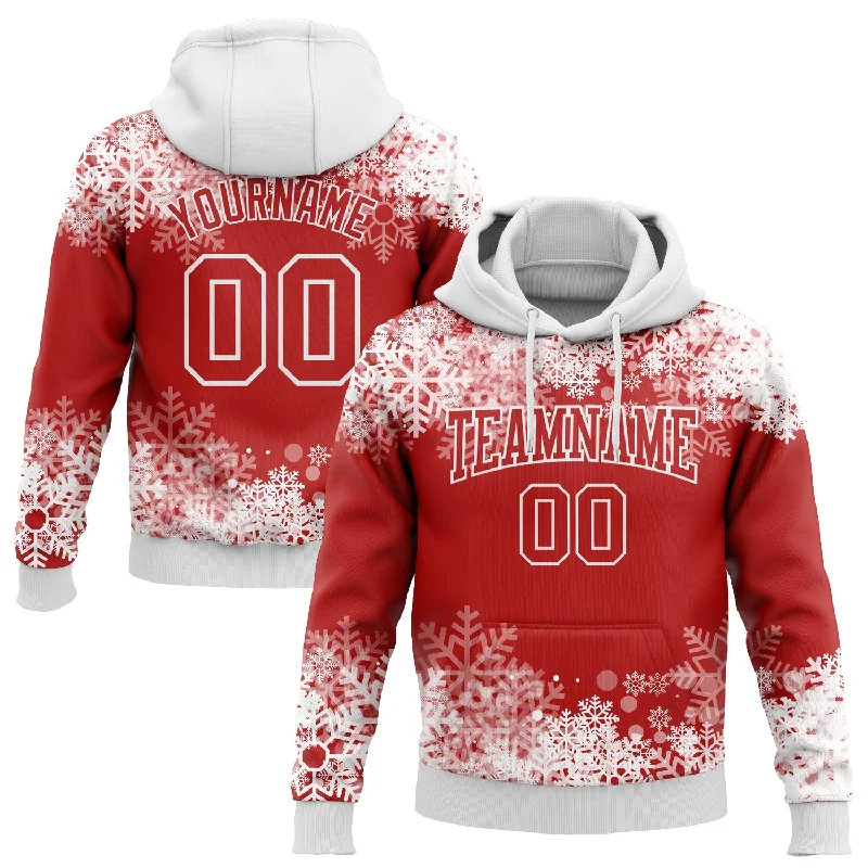 Custom Stitched Red White Christmas Snowflakes 3D Sports Pullover Sweatshirt Hoodie Vintage Men's 1970S Disco