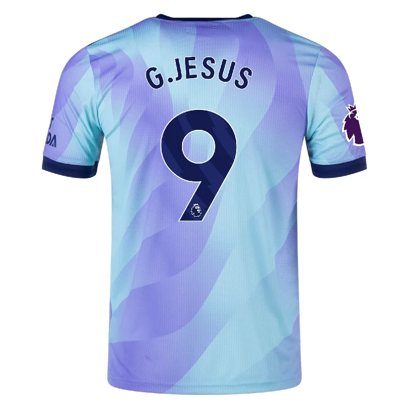 adidas Arsenal Authentic Gabriel Jesus Third Jersey w/ EPL Patch 24/25 (Clear Aqua/Light Flash Purple) Stylish Men's Neon