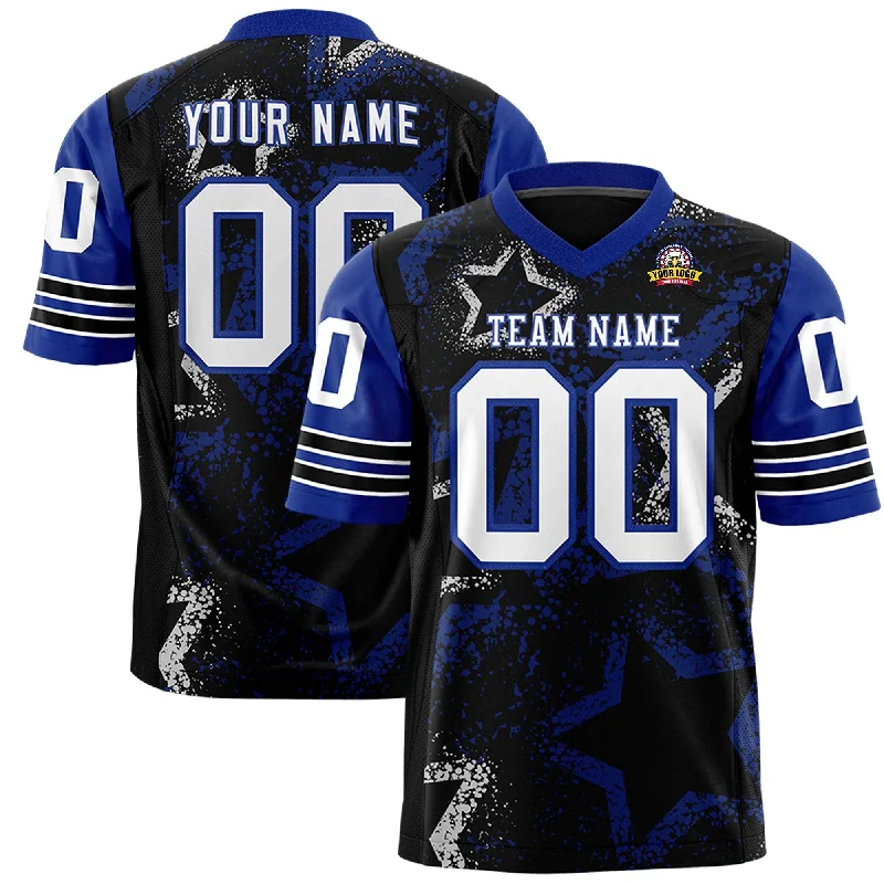 Custom Old Gold Black-White Personalized Star Pattern Design Authentic Football Jersey Gym