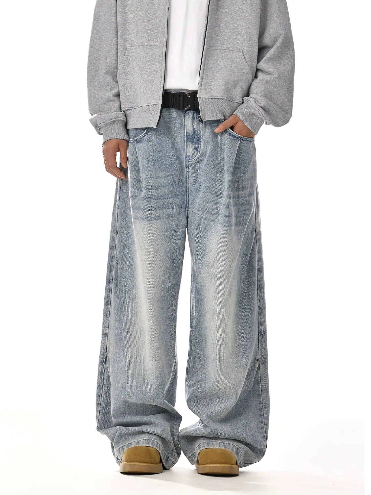 Wide-Leg Denim Pants Laid