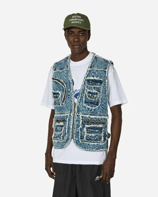 Fringes Utility Denim Vest Blue Earthy Men's Hemp