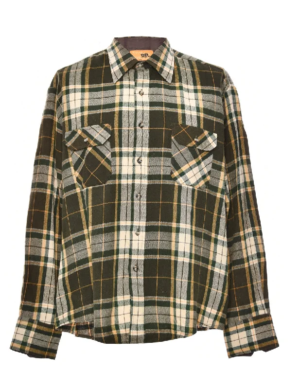 Long Sleeved Green Checked Shirt - XL Practical Men's Multi