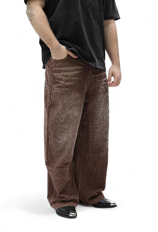 Light Brown Baggy Corduroy Pants Bohemian Men's Free