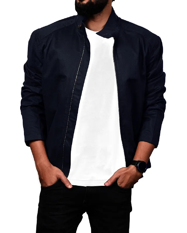 Navy Cotton Twill Bomber Jacket Sporty Men's Tennis