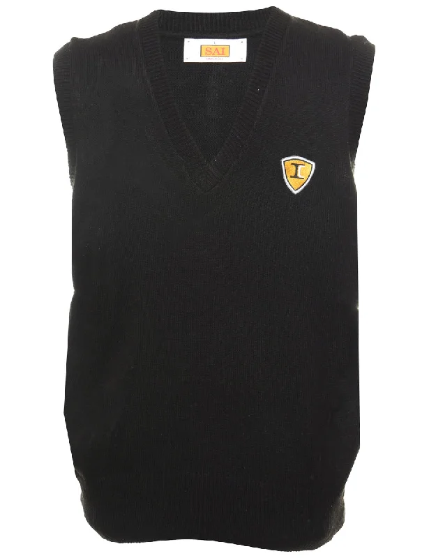 Black Vest - L Elegant Men's Formal 