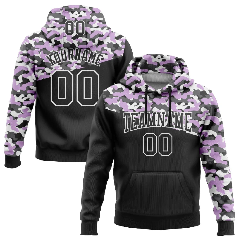 Custom Stitched Camo Black Light Purple-Steel Gray 3D Sports Pullover Sweatshirt Salute To Service Hoodie Monochromatic All