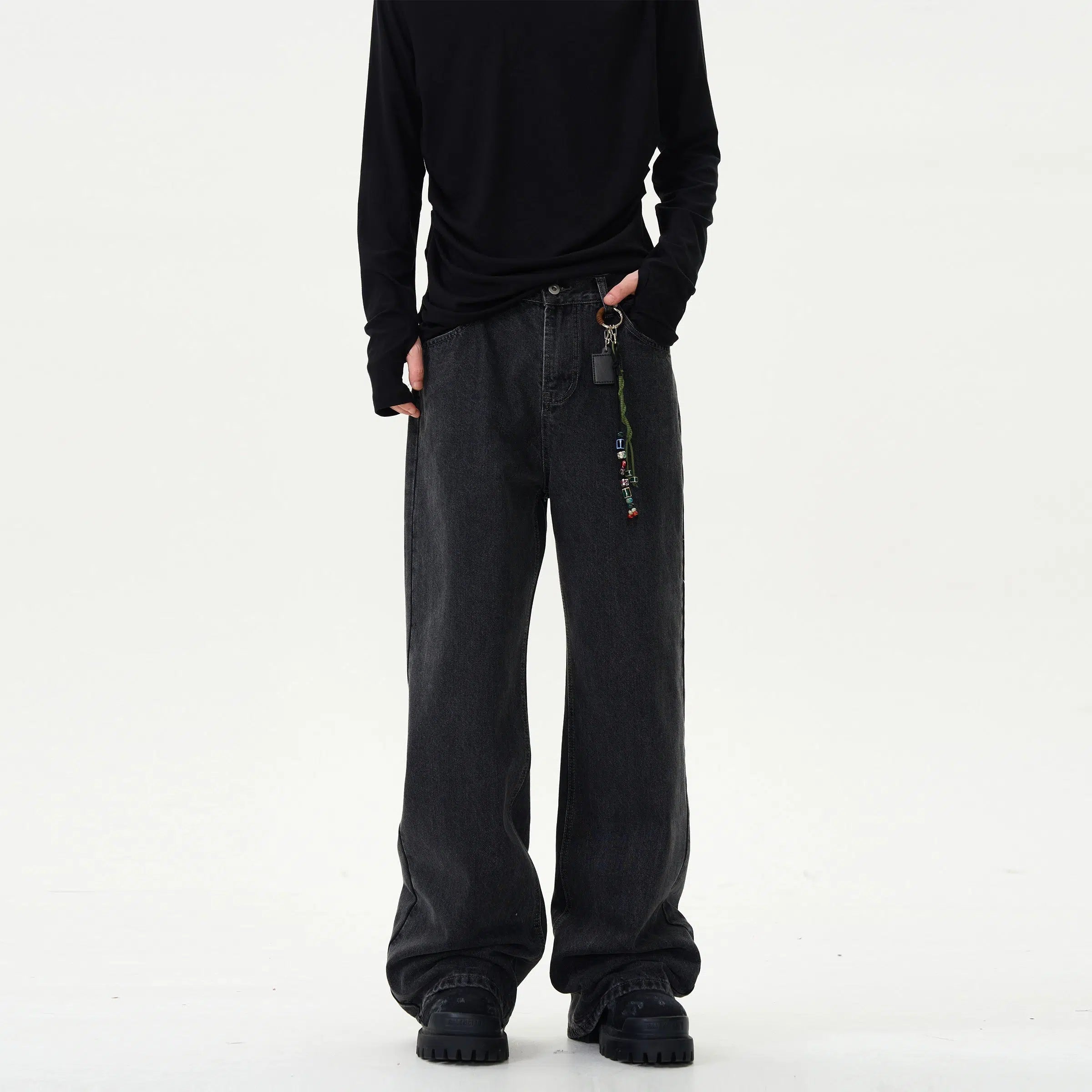 Relaxed Fit Flared Straight Pants Dynamic Men's Moto