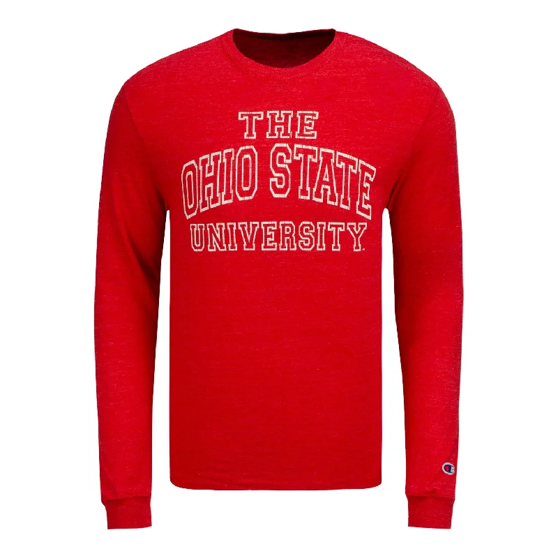 Ohio State Buckeyes Outline Tri-Blend Long Sleeve Dynamic Men's Glow