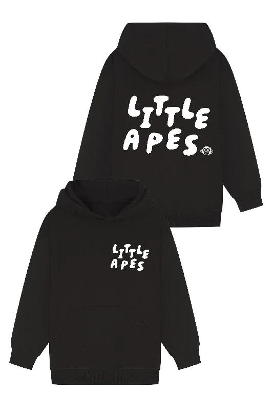 Little Apes Letters Hoodie - Black Youthful Men's Anime