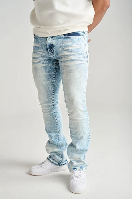 Saprk Premium Stretch Stacked Jean (Bleach Blue) Cozy Men's Winter