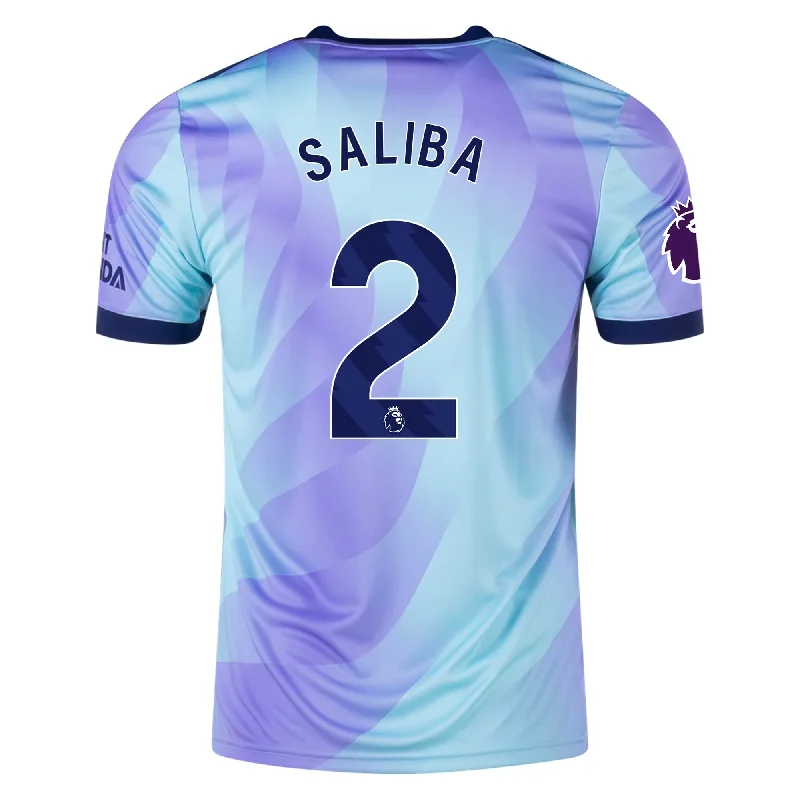 adidas Arsenal William Saliba Third Jersey w/ EPL Patch 24/25 (Clear Aqua/Light Flash Purple) Earthy Men's Hemp