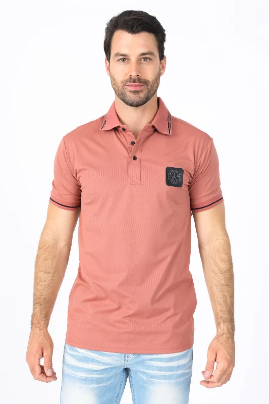 Mens Modern Fit Stretch Cotton Salmon Polo Bohemian Men's Free