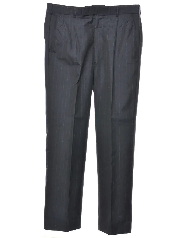 Navy Striped Trousers - W34 L29 Casual Men's Japanese 