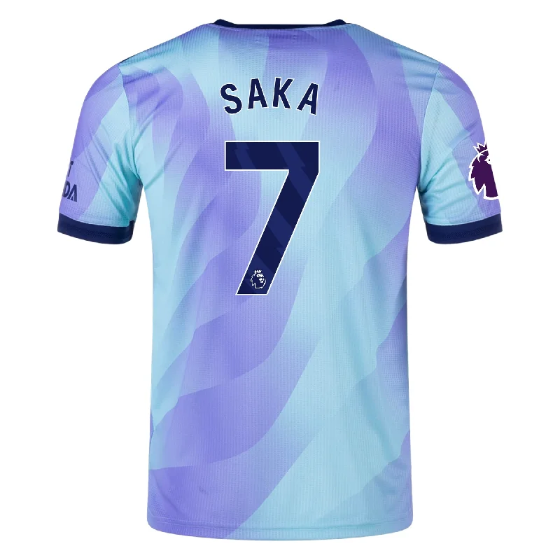 adidas Arsenal Authentic Bukayo Saka Third Jersey w/ EPL Patch 24/25 (Clear Aqua/Light Flash Purple) Athletic Men's High