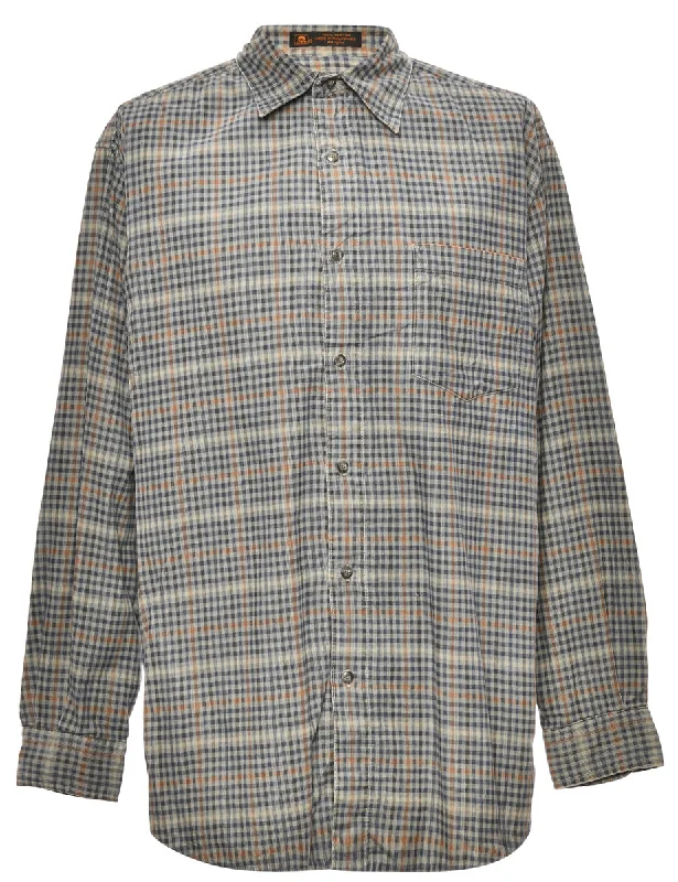 Navy & Grey Checked Shirt - L Street