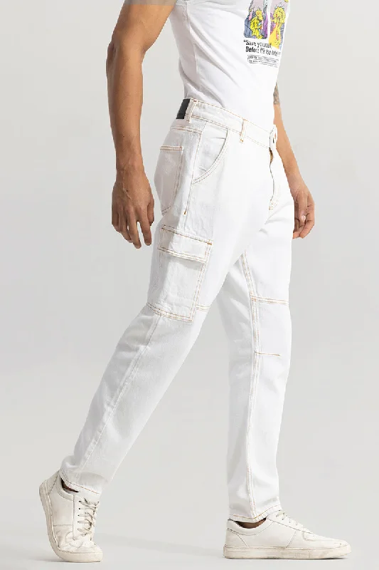 Slinger White Baggy Fit Jeans Casual Men's Japanese 