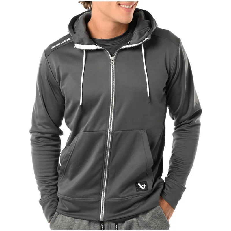 Bauer Team Fleece Grey Zip Hoodie Sporty Men's Athleisure 