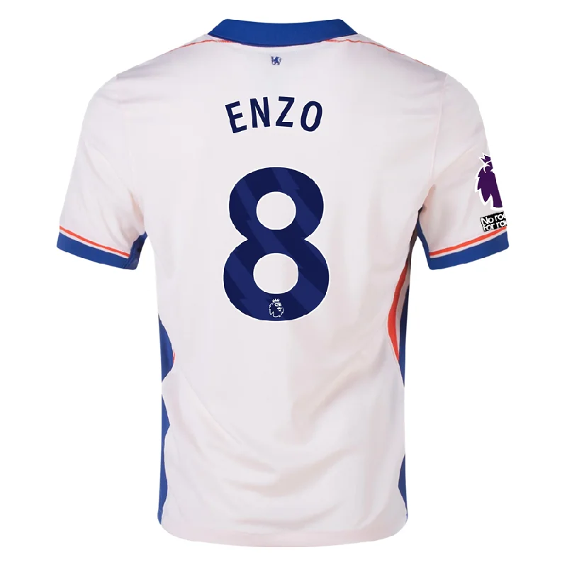 Nike Chelsea Enzo Fernandez Away Jersey w/ EPL + No Room For Racism Patches 24/25 (Guava Ice/Rush Blue) Luxurious Men's High