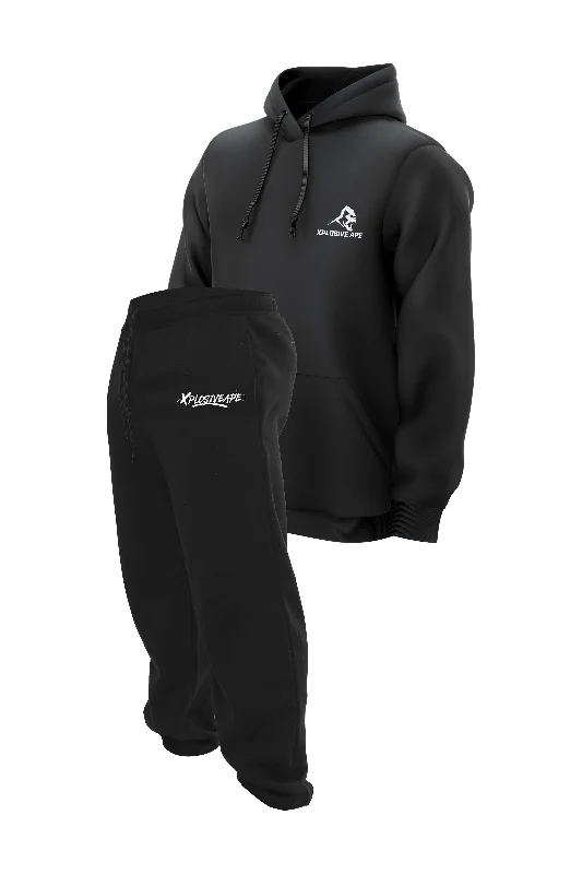 XAPE Desolate Joggers & Essential Hoodie Combo - Black Sporty Men's Athleisure 